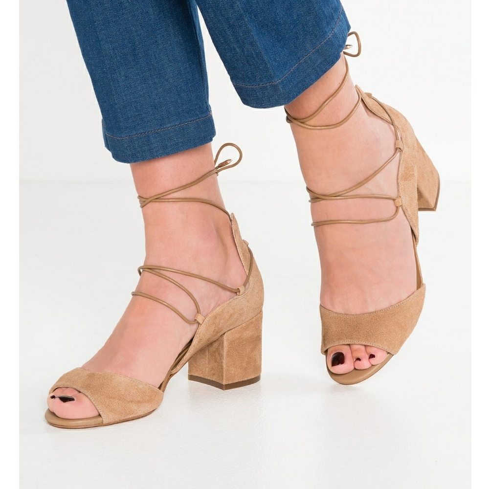 *SAM EDELMAN* SUEDE LACE UP BLOCK HEEL SANDALS 8M